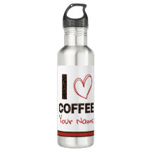 Eu Amo Café Bean Heart Brown Red Modern Personaliz