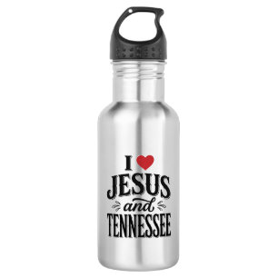 Garrafa Eu Amo Jesus e Tennessee Vintage Desenho Cristão