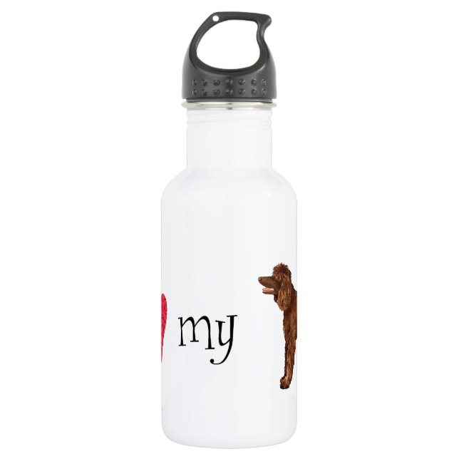 Garrafa Eu amo meu Spaniel de água irlandesa (Frente)