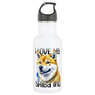 Garrafa Eu Amo Minha Shiba Inu   Proprietário do cão