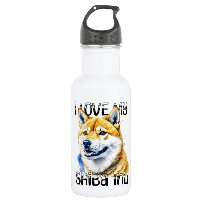 Garrafa Eu Amo Minha Shiba Inu | Proprietário do cão (Frente)