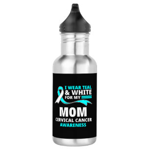 Garrafa Eu Uso Verde Azul e Branco Minha Mãe Câncer Cervic