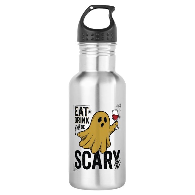 Garrafa Fantasma de Halloween Coma Beba e Seja Assustador  (Frente)