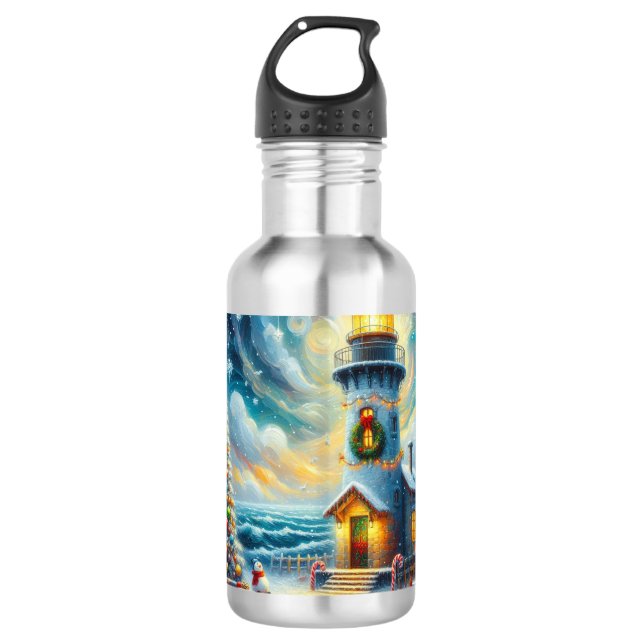 Garrafa Farol de Árvore de Natal Azul Costeiro Náutico (Frente)