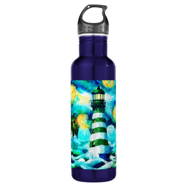 Garrafa Farol Tropical & Palm Trees Impressionistas (Frente)