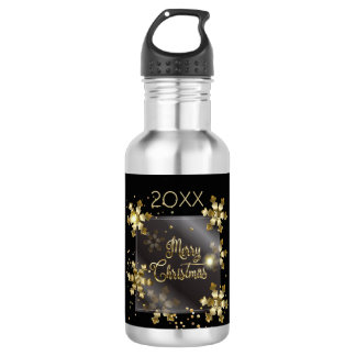 Garrafa Feliz Ano Novo 20XX & Natal Luxuoso Dourado
