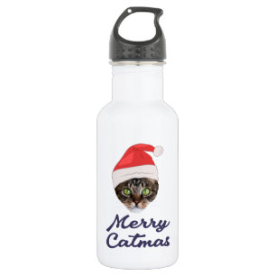 Garrafa Feliz Catmas, Natal Cat Papai Noel Convite M