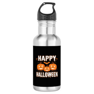 Garrafa Feliz Halloween Abóbora Morcego Vetor