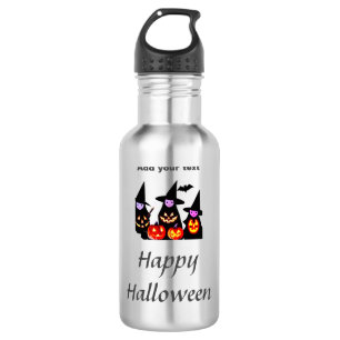 Garrafa Feliz Halloween adicionar nome texto bruxas abóbor
