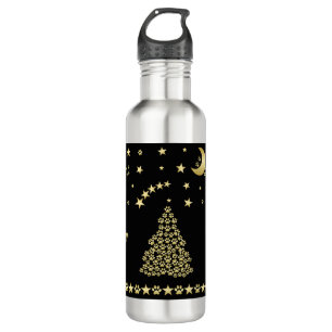 Garrafa Feliz Natal, Dourada e brilhante árvore de Natal