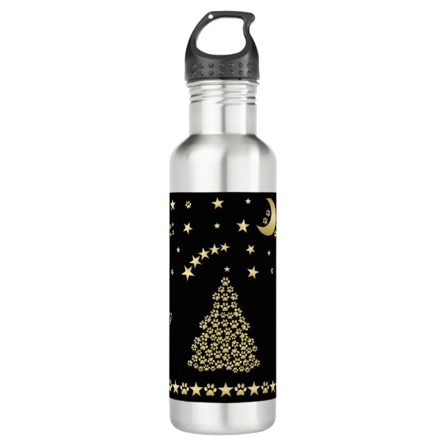 Garrafa Feliz Natal, Dourada e brilhante árvore de Natal (Frente)