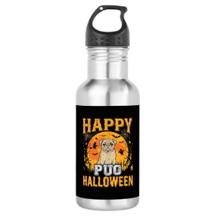 Garrafa Feliz Pug Desenho de Cachorro Assustador de Hallow