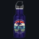 Garrafa Férias de Praia Personalizadas da Árvore Tropical<br><div class="desc">Linda garrafa de água de palmeiras tropicais personalizada para as férias de sua família. Personalize seu presente de guarda da ilha adicionando seu nome de família fofo,  monograma de presente à beira-mar.</div>