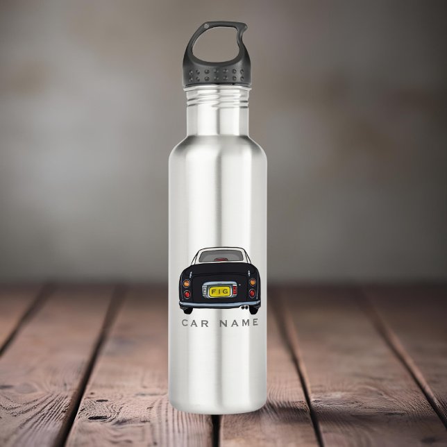 Garrafa Figuras em preto-branco Fígaro Nome do Carro Monog (You can add your car name (or yours) and your initials to this really useful water bottle. )