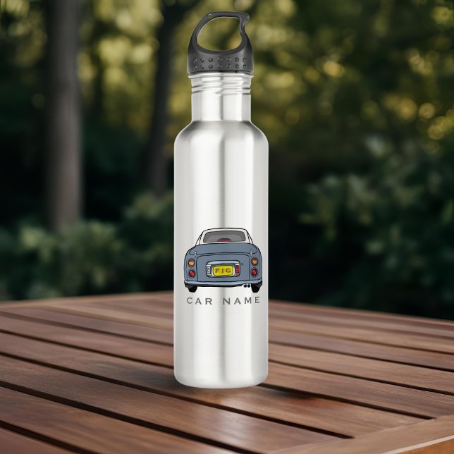 Garrafa Figuras Lapis Cinza Figaro Nome do Carro Monograma (You can add your car name (or yours) and your initials to this lapis figaro water bottle. )