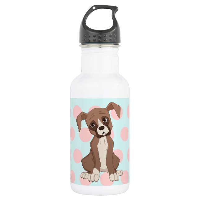 Garrafa Filhote de boxer em Pink Polka Dots (Frente)