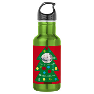 Garrafa Filhote de cachorro branco fofo Árvore de Natal co