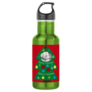 Garrafa Filhote de cachorro branco fofo Árvore de Natal co