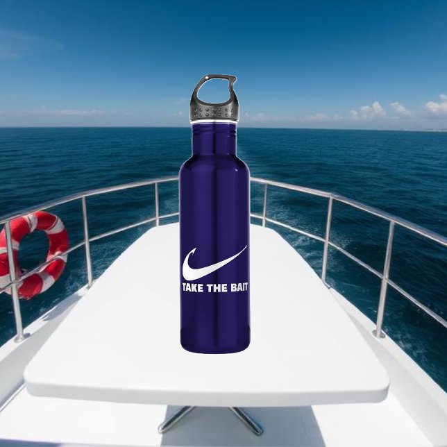 Garrafa Fish Hook-Fish Core-Take the Bait (Fish Hook Take the Bait Fisherman Trend Fish Fishing Beach Summer For Him Water Bottle Father's Day)
