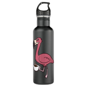 Garrafa Flamingo Com Bebendo De Café Engraçado