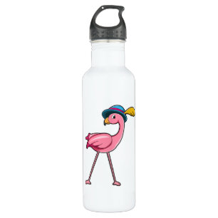 Garrafa Flamingo com chapéu e pena