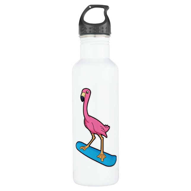 Garrafa Flamingo como Snowboarder com Snowbaord (Frente)