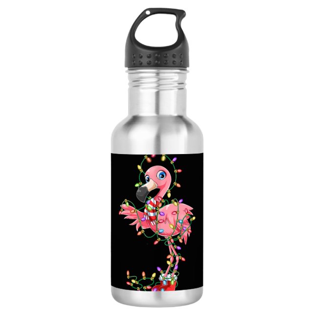 Garrafa Flamingo Natal Gift Xmas Luzes Rosa Flam (Frente)