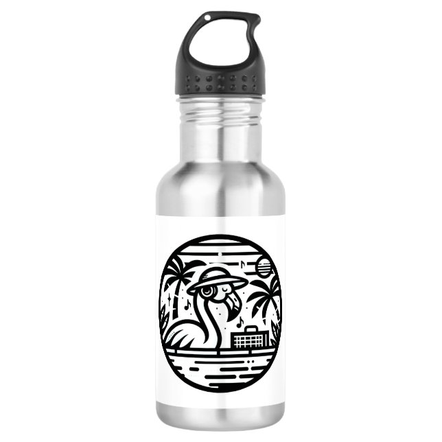 Garrafa Flamingo Ouvindo Música - Víblias Tropicais (Frente)