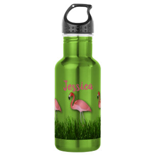 Garrafa Flamingos Na Grama