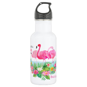 Garrafa Flamingos Rosa Tropical Personalizados