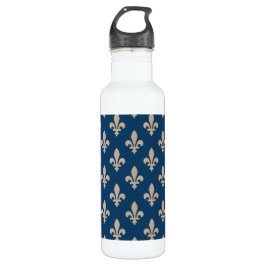 Garrafa Fleur de Lis Pattern, Royal French, Cream on Blue