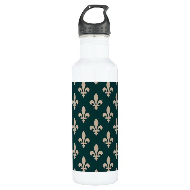 Garrafa Fleur de Lis Pattern, Royal French Cream on Green (Frente)