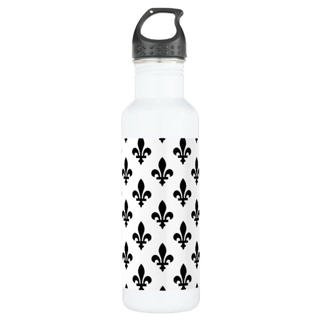 Garrafa Fleur de Lis Pattern, Royal French, preto em branc (Frente)