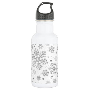 Garrafa Flocos de neve prateados em branco