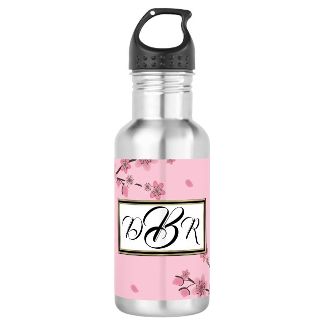 Garrafa Flor de Cerejeira Rosa Caindo Pétalas Botânica Fol (Frente)