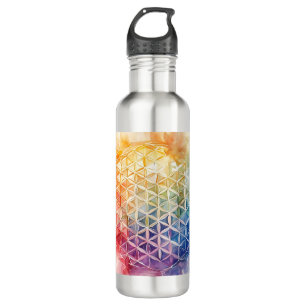 Garrafa Flor de Vida - Pintura de Aquarela