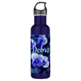 Garrafa Flor Floral de Flores Azul Personalizado