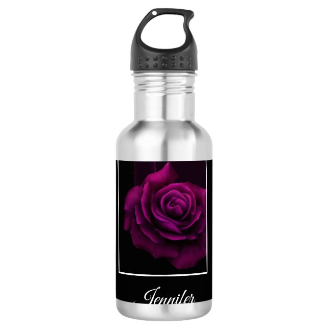 Garrafa Flor Rosa vermelha Roxo-Gótica (Frente)