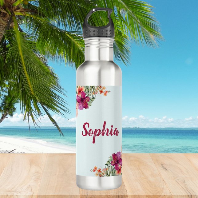 Garrafa Flor Tropical de Hibiscus Rosa Monograma (In situ)