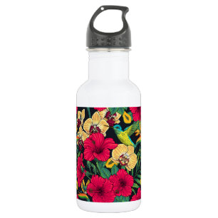 Garrafa Florais Tropicais e Beija-flor - Botanica de Verão