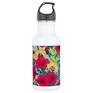 Garrafa Florais Tropicais e Beija-flor - Botanica de Verão