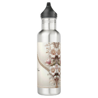 Garrafa Floral and Pearl Embellishments Water Bottle