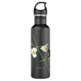 Garrafa Floral com borboleta a preto, personalizado