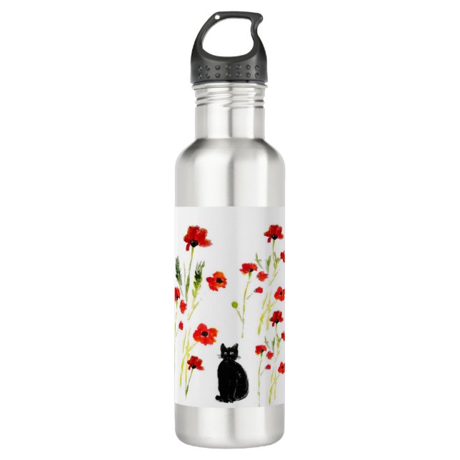 Garrafa Floral Poppy Cute Cat (Frente)