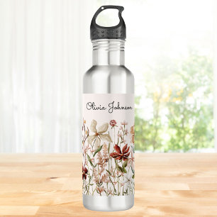 Garrafa Floral Silvestre Vintage Aquarela Personalizada