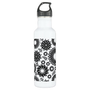 Garrafa Flores boho Padrão floral vetorial preto e branco