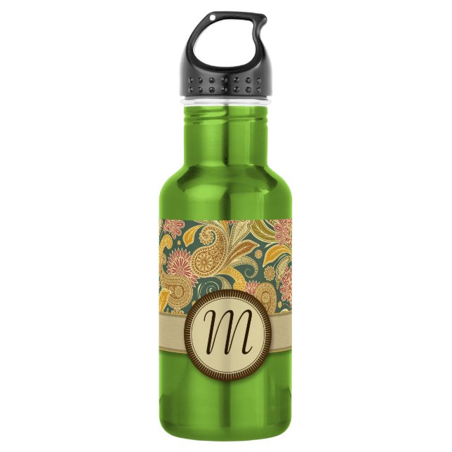 Garrafa Flores de Paisley e Ventilador com Monograma (Frente)