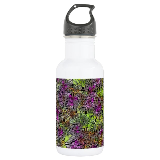 Garrafa Flores design de arte roxa/rosa (Frente)