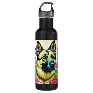 Garrafa Flores german shepherd e Whimsical
