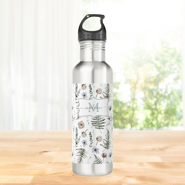 Garrafa Flores Monogramas e Folhas de Fern (In situ)